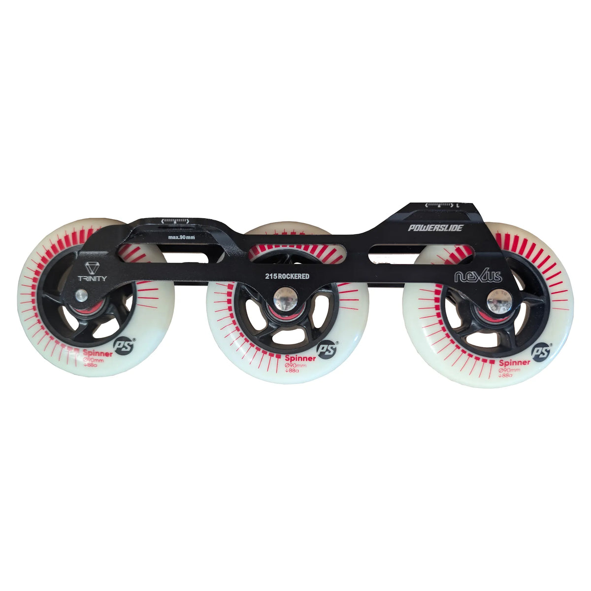POWERSLIDE Trinity Nexus Rocker Frame RTR Black & White – Spinner Rollen 3× 84mm/3× 90mm 88A | Slalom & Freestyle Inline Skating Rahmen
