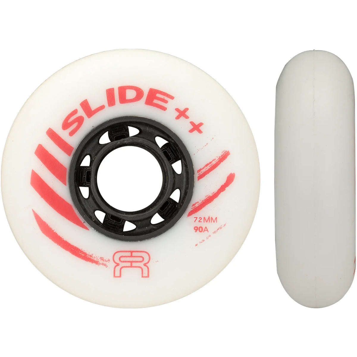 FR SKATES FR Slide Plus Wheels 72mm 90A –  Weiß-Rot – | Rollen zum Sliden | Urban, Freeride, Aggressive & Freestyle Inline Rollen